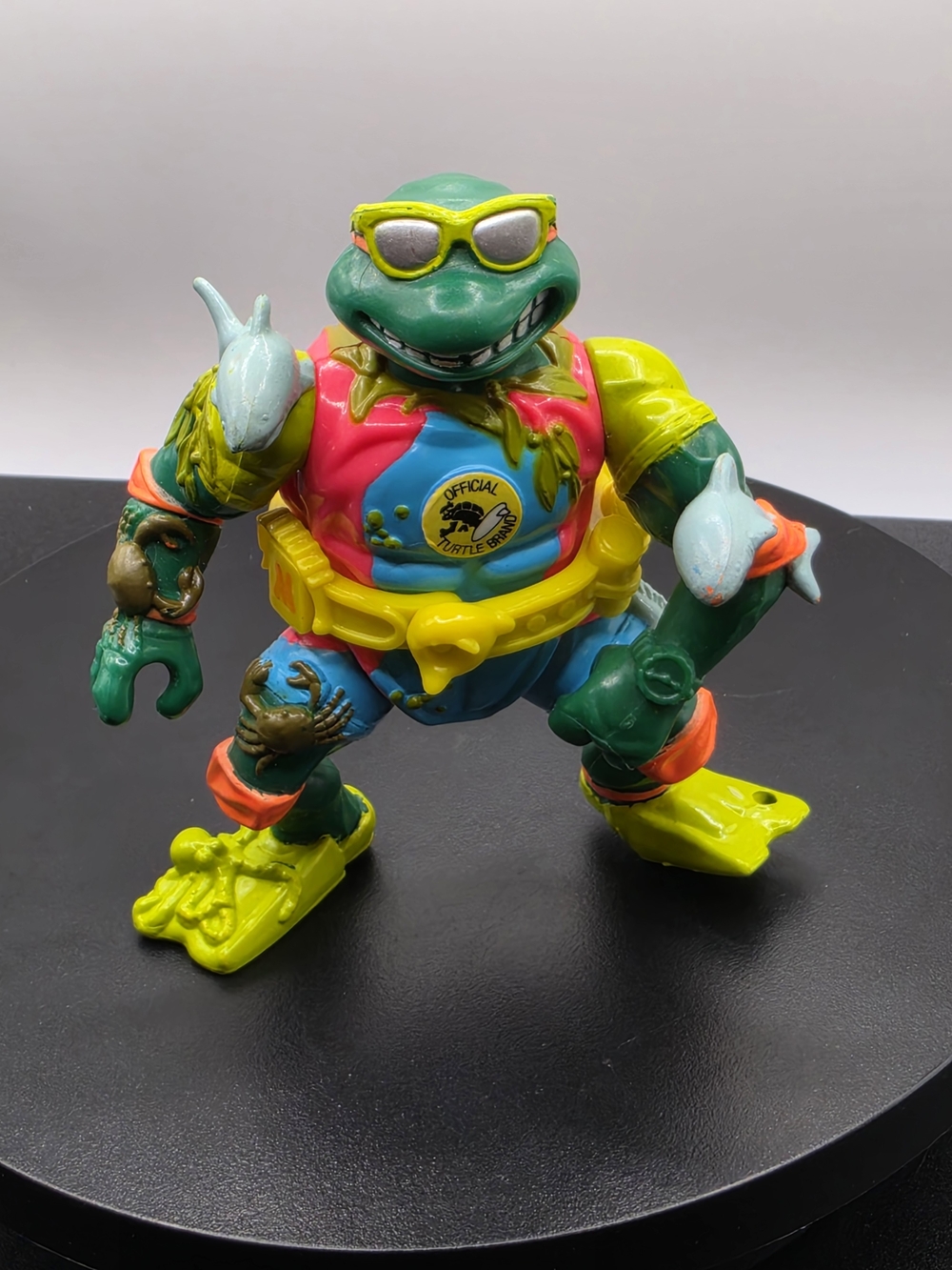 Playmates 1990 Teenage Mutant Ninja Turtles Figure Mike Sewer Surfer Surfboard